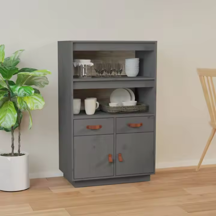 vidaXL Aparador de madera maciza de pino gris 67x40x108,5 cm - 1
