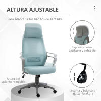 Vinsetto Silla de Oficina Ergonómica Silla de Escritorio Ajustable en Altura con Respaldo Reposabrazos Reposacabezas 5 Ruedas Soporta hasta 120 kg 64x55x116-126 cm - details 3