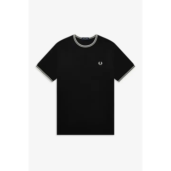 Camiseta Fred Perry Cuello Redondo Ribete Dos Franjas - 1