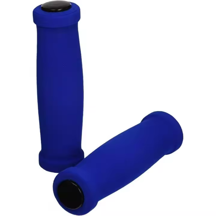 Vicma - Puños para manillar de bicicleta en espuma de neopreno de alta densidad, transpirables con tapones de PVC, azul, longitud 12.5 cm, juego de 2 unidades - 1