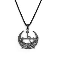 Collar Pendentivo De Luna Tríplice Y Pentagrama Para Hombres Y Mujeres En Acero Inoxidable Color Oro Joyería De Demonio Satán Lilith Para Fiesta - details 8
