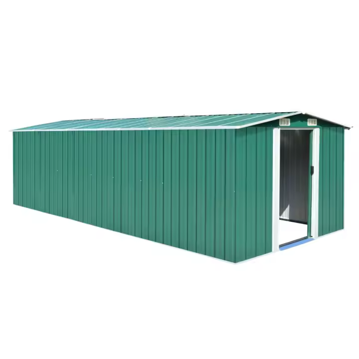 vidaXL Caseta de jardín metal verde 257x580x181 cm - 1