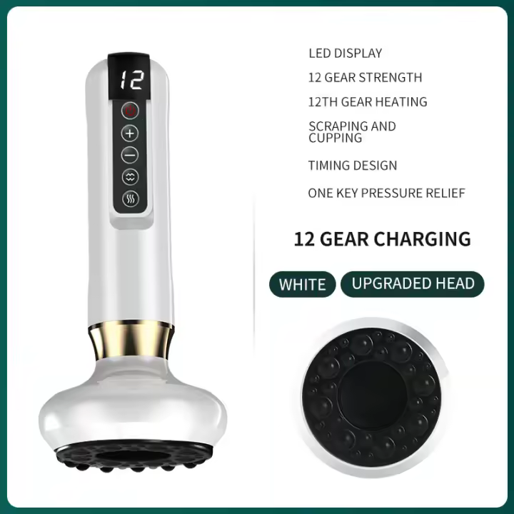 Rising FF - Máquina de raspado eléctrico con ventosas para limpiar meridianos, cepillo universal para el hogar, ventosas para la espalda, columna de acero, compresa caliente - 1