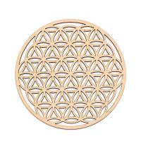 1PC Flor De La Vida Circulo Redondo Carved De Madera Natural Para Set De Piedras Y Cristales Decoración Y Hechicería DIY - details 2