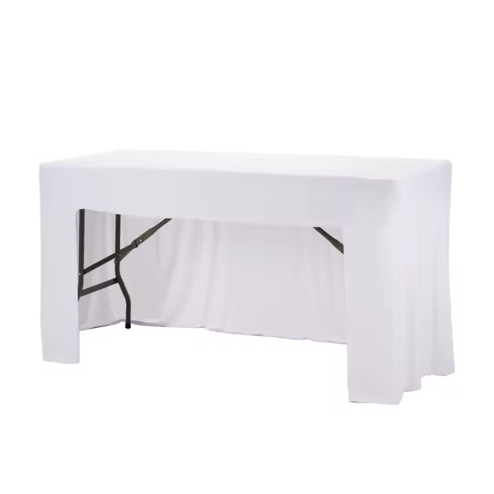 Cubierta De Mesa Elástica 1PCS Tamaño 6Ft En Colores Blanco Y Negro Falda De Mesa Rectangular De Spandex Para Bodas Banquetes Y Fiestas - 1