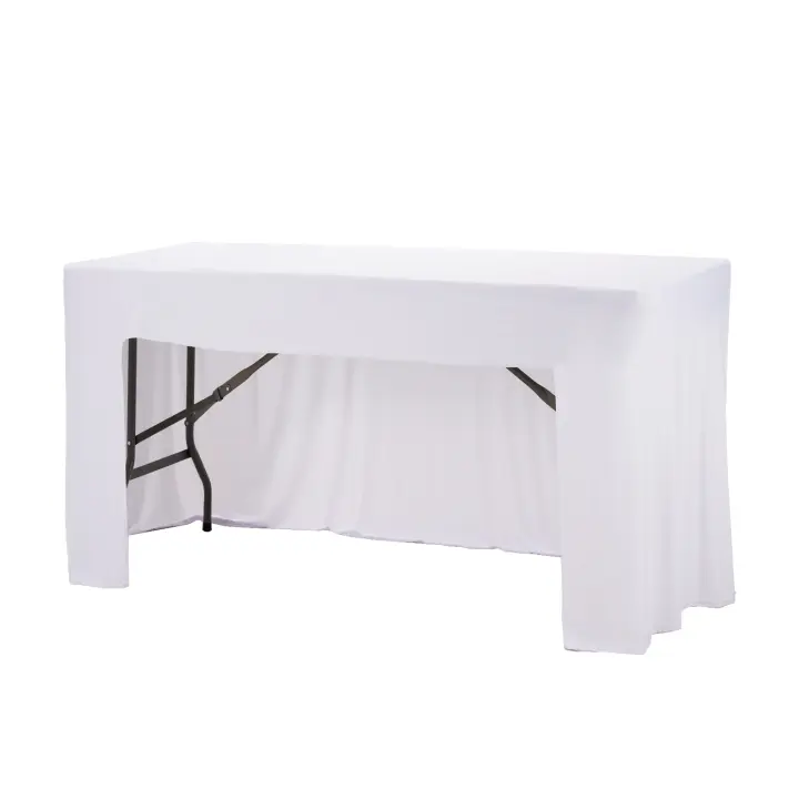 Cubierta De Mesa Elástica 1PCS Tamaño 6Ft En Colores Blanco Y Negro Falda De Mesa Rectangular De Spandex Para Bodas Banquetes Y Fiestas - 1