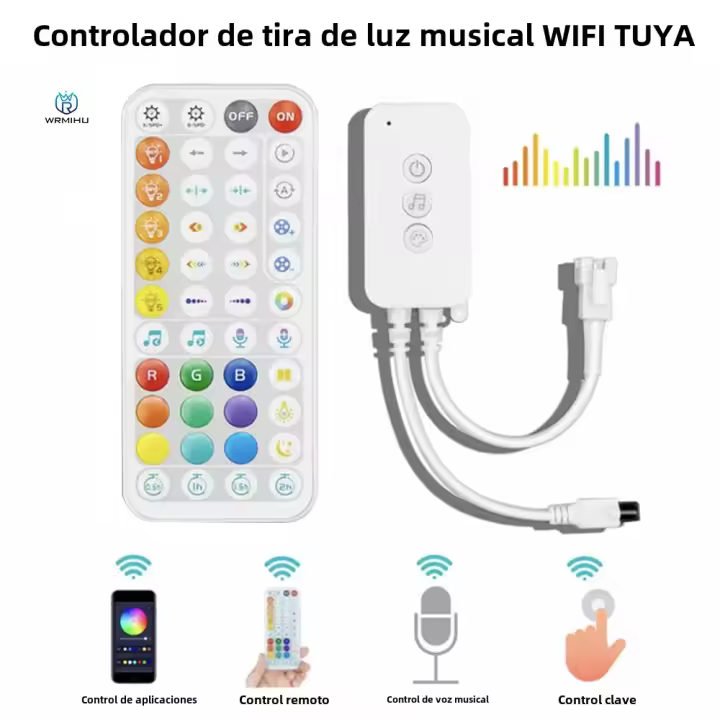 Controlador LED SPI De 44 Teclas IR DC5-24V IR Para Strip De Luz WS2812B Con WIFI TUYA APP Y Música De Carreras De Caballos RGBIC - 1
