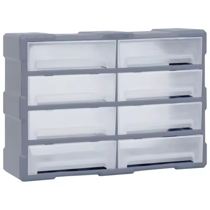 vidaXL Organizador Multicajones con 8 Cajones Grandes Taller Herramientas Color Gris,  Naranja y negro, y mas - 1