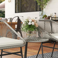 Conjunto de muebles de Jardín, muebles de salón de Balcón al Aire Libre, asientos 2, Juego de 3 piezas With 2 Sillas, Mesa Auxiliar, Weather-Resistant Jardín tumbonas de Jardín, Terraza Balcón - details 5