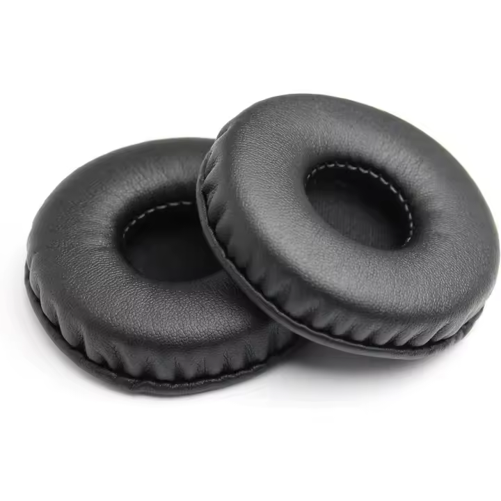 Almohadillas de repuesto universales redondas de cuero proteico de primera calidad de 75 mm, son almohadillas viscoelásticas para los oídos - 1