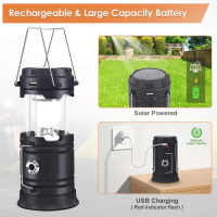 Luz de camping USB, Luz de camping recargable, Luz solar recargable, Luz de camping solar portátil impermeable para acampar al Aire Libre [Clasificación de eficiencia energética A ++] - details 3