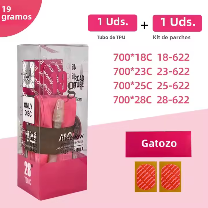 Ridenow Ultraligera TPU Tubo De Bicicleta 19g 700x18-28c Neumático Interno Para Bicicleta De Carretera 45mm/65mm/85mm 700c Para Frenos De Disco - 1