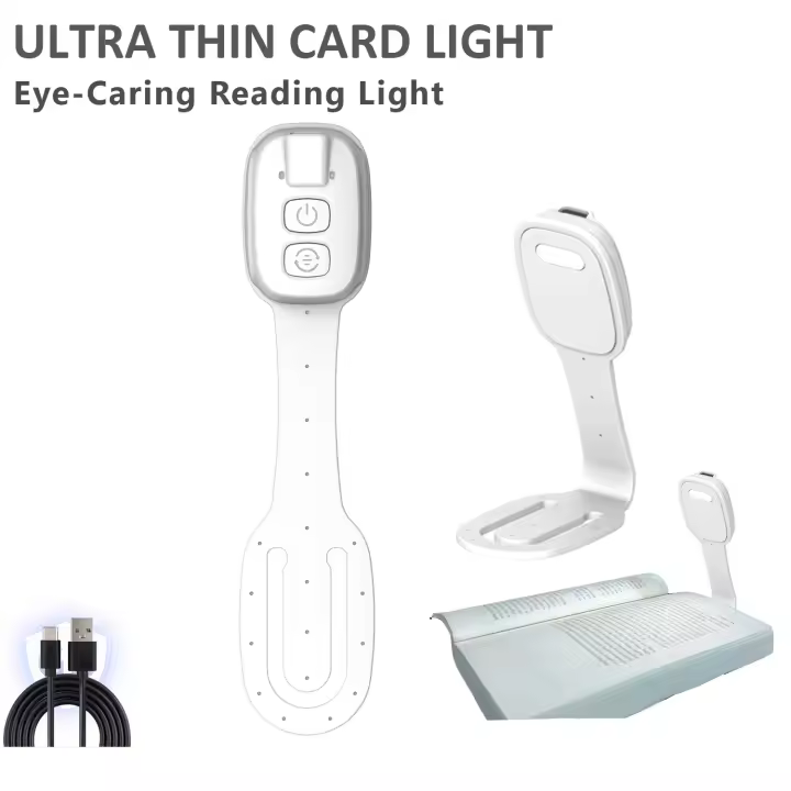 Nueva lámpara de lectura con clip para libro, luz de noche, lámpara de mesa con clip portátil, protección para los ojos, mini luz LED con forma de tarjeta, regalo creativo - 1