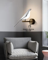 Lámpara De Pared LED Toque Magpie Bird Rotación 360° Para Sofá Cama Interior Iluminación De Interiores Metal Dorado Plata - details 3