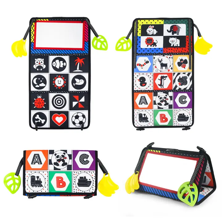 Baby Cloth Book with Distorting Mirror Soft Cartoon Parent-child Interactive Early Educational Montessori Toy for Children - 1