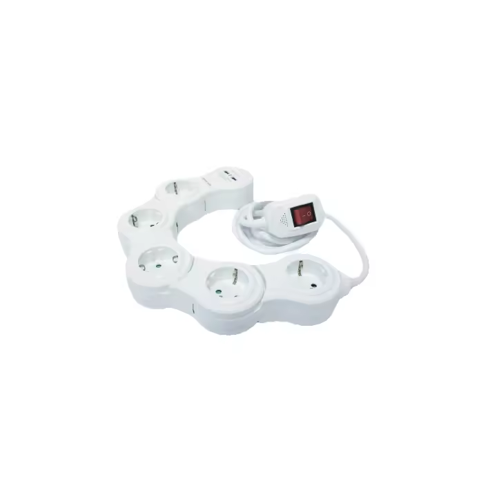 Alargador Plegable 5 Enchufes + 2 Puertos USB | Regleta Flexible con Interruptor | Cable 1.5m 3G 1.5mm² | Máx. 3680W | Ideal para Hogar y Oficina | Diseño Ajustable, Resistente al Calor - Extrastar - 1