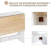HOMCOM Mesa de Comedor Plegable Cocina Salón Mesa Auxiliar con 2 Alas Abatibles Ahorra Espacio Diseño Moderno 103x76x73,5cm Madera - details 3
