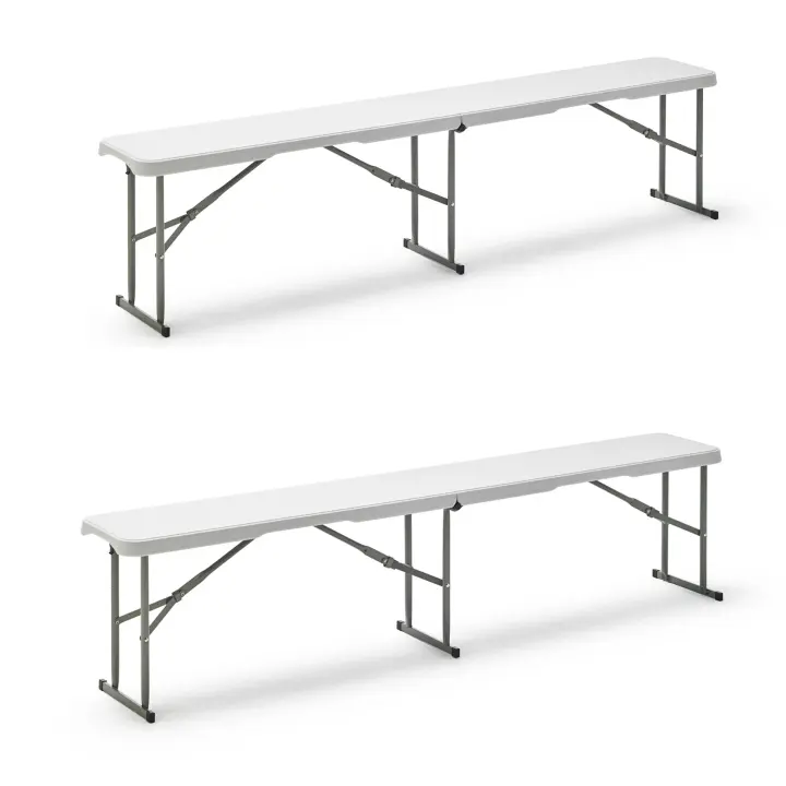 KG KITGARDEN - Pack de 2 Bancos Plegables Portátiles Multifuncionales, 180x28x43cm, Blanco - 1