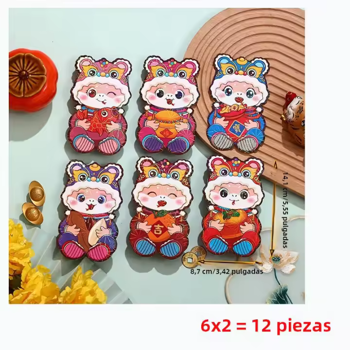 Nuevos Estilos De Billetera Roja Para Año Nuevo Chino 2025 Creativa Y Grande 24/12 Piezas Dibujos Animados Para Niños Paquete Rojo De Primavera - 1