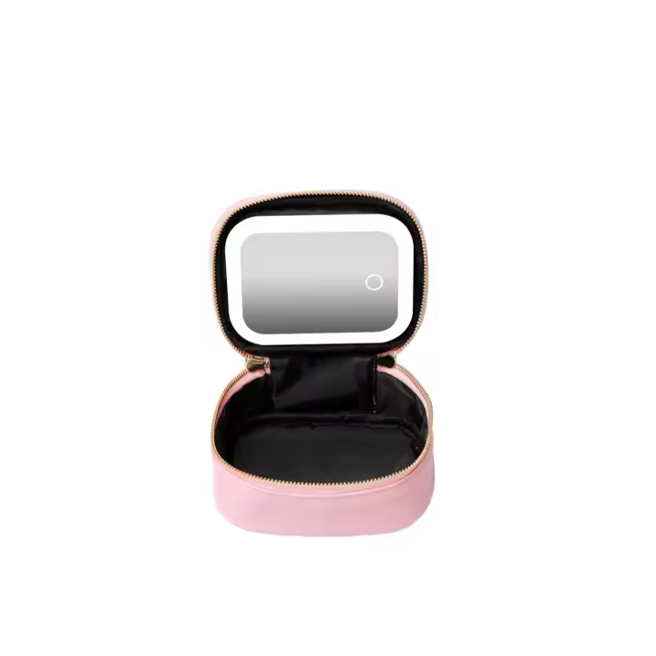 Bolso De Maquillaje Con Espejo LED Ajustable 3 Colores Recargable Caja De Joyas Organizador Con Espejo LED Para Regalo De Navidad - 1