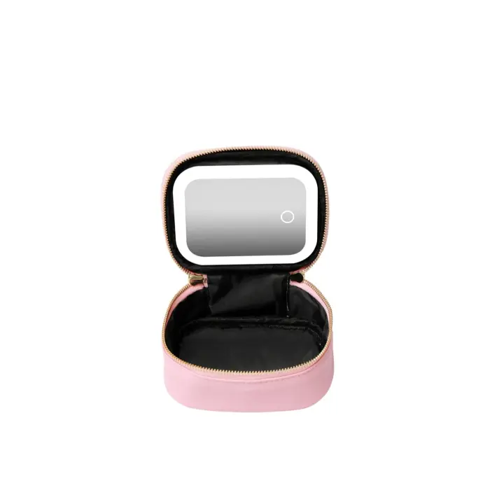 Bolso De Maquillaje Con Espejo LED Ajustable 3 Colores Recargable Caja De Joyas Organizador Con Espejo LED Para Regalo De Navidad - 1
