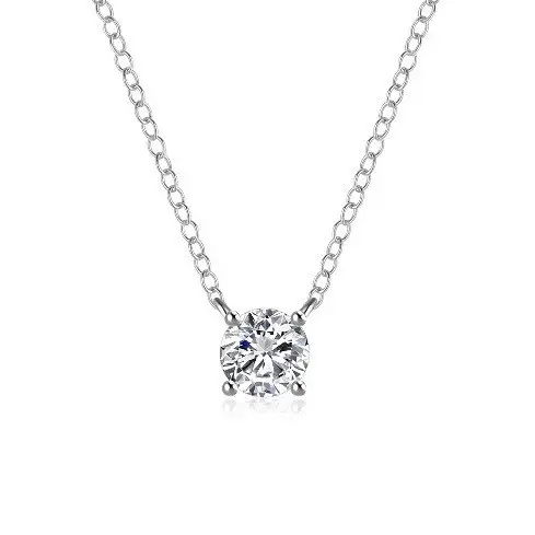 Collar de plata de ley 925 para mujer con solitario de circonita cúbica, joyería fina para regalar - 1