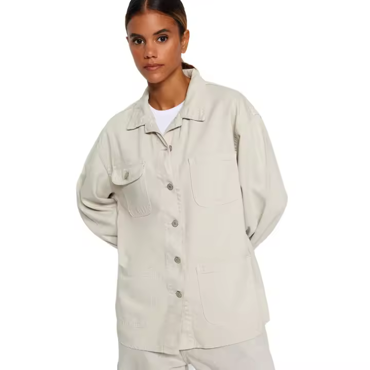 Trendyol Stone Pocket Detailed Oversize Denim Shirt Jacket Twoaw22Ce0272 - 1