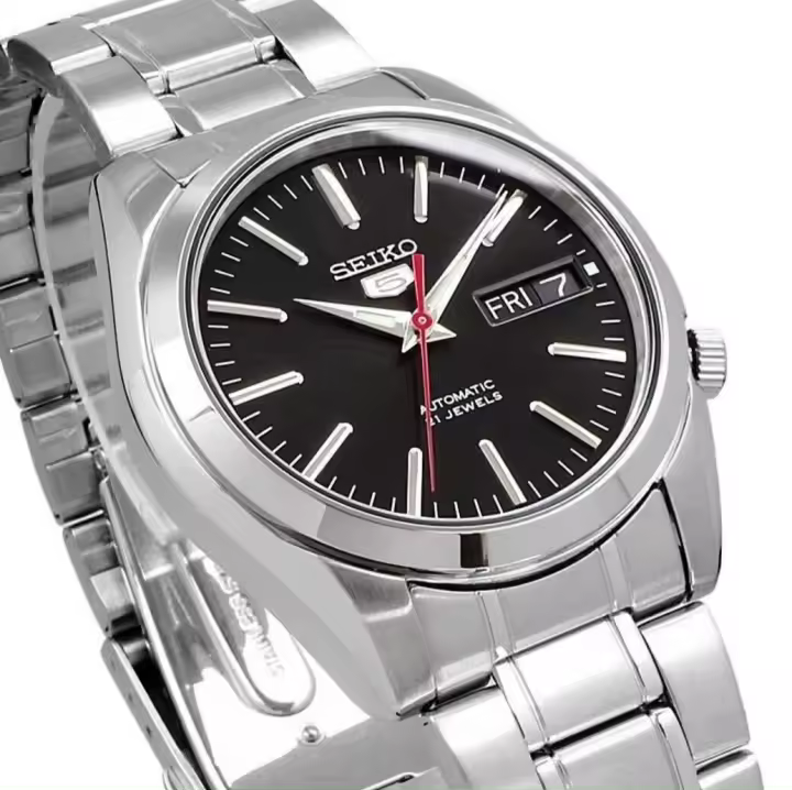 Reloj automático hombre Seiko 5 SNKL83K1 dial negro 37mm correa acero - 1