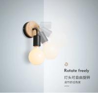 Lámpara De Pared De Madera Vintage E27 Iluminación Interior Para Dormitorio Sala De Estar Escalera Decorativa Fuente De Luz LED - details 3