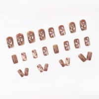 Kit De Uñas Postizas Con Diseño Geométrico Y Estampado De Océano Azul 24 Piezas Uñas Falsas Cortas De ABS Para Arte De Uñas - details 62