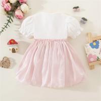 Vestido De Princesa Para Bebé Niña Con Panel Tejido Y Bolita De Lana Twilight Nube Bow Manga Corta Estilo Diario Preppy - details 4