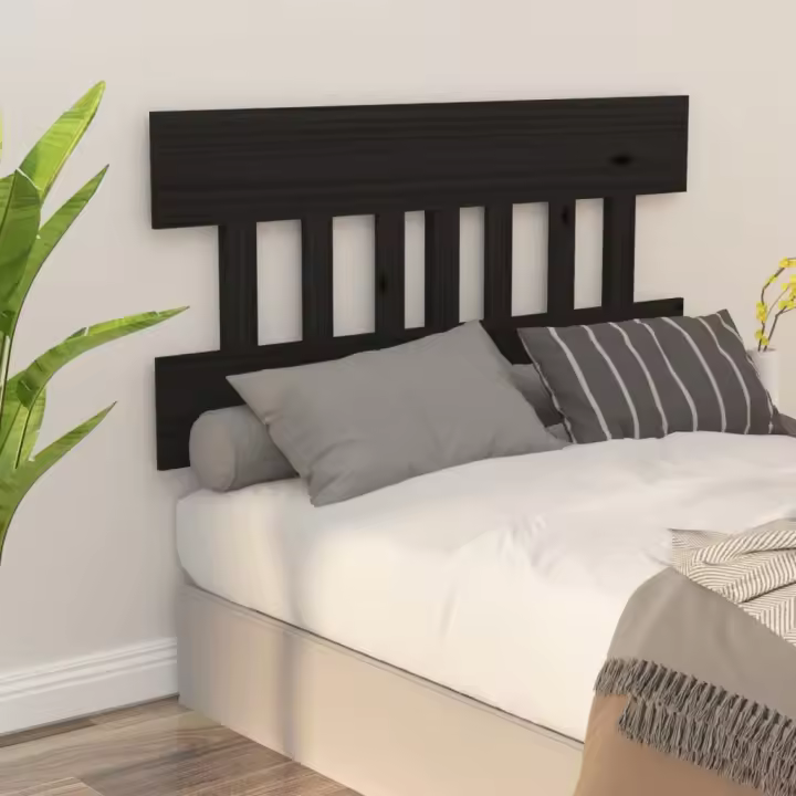 vidaXL Cabecero de cama madera maciza de pino negro 163,5x3x81 cm - 1