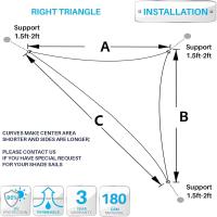Vela de Sombra Impermeable 3×4×5 Metros, Triángulo Rectángulo, Tela de Protección Solar con Kits de Fijación para Jardín Patio y Plantas Azul Lago - details 1