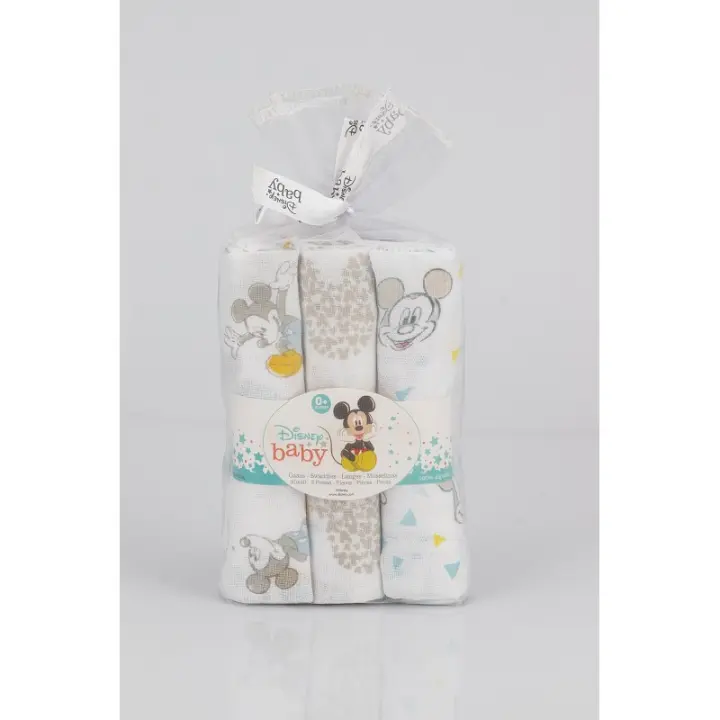 Pack 3 gasas / muselinas Mickey para bebé Interbaby MK018 - 1
