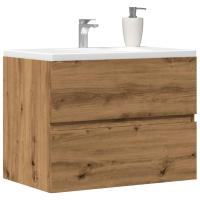 vidaXL Mueble de lavabo contrachapado 60x38,5x45 cm en color Roble ahumado/Blanco/Roble Sonoma y más | almacenamiento funcional diseño moderno para baño dormitorio sala - details 6