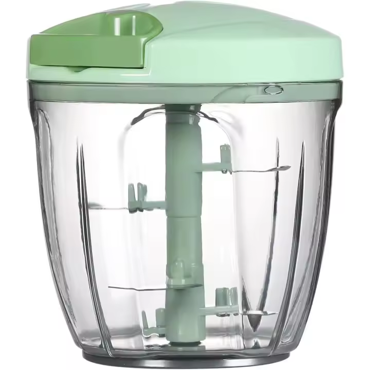 Procesador de alimentos manual, picador de verduras, picadora de ajo portátil con tirador de mano, cortador de cebolla, 900 ml, verde - 1
