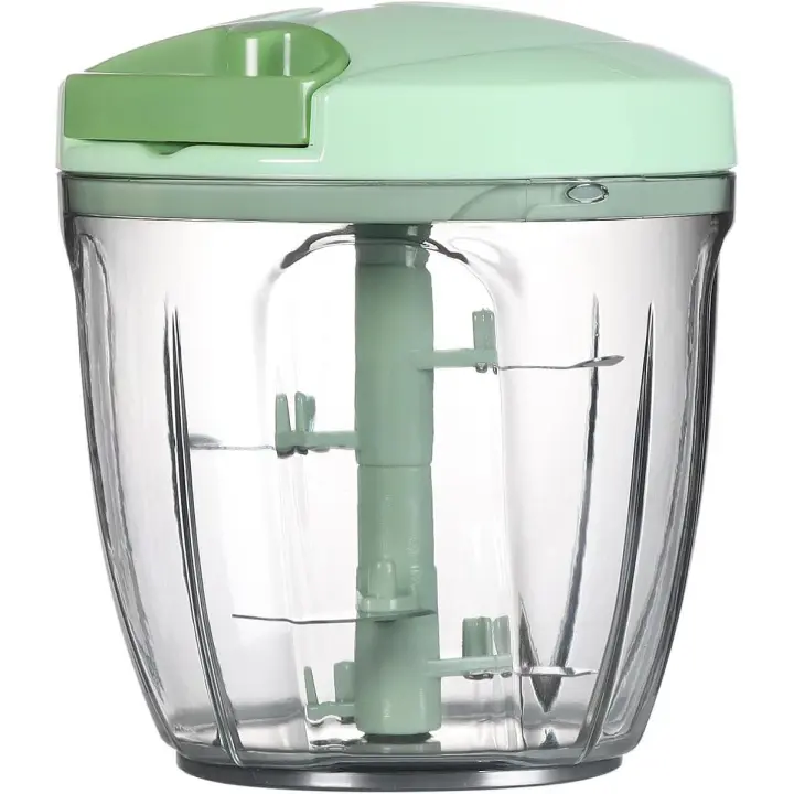 Procesador de alimentos manual, picador de verduras, picadora de ajo portátil con tirador de mano, cortador de cebolla, 900 ml, verde - 1