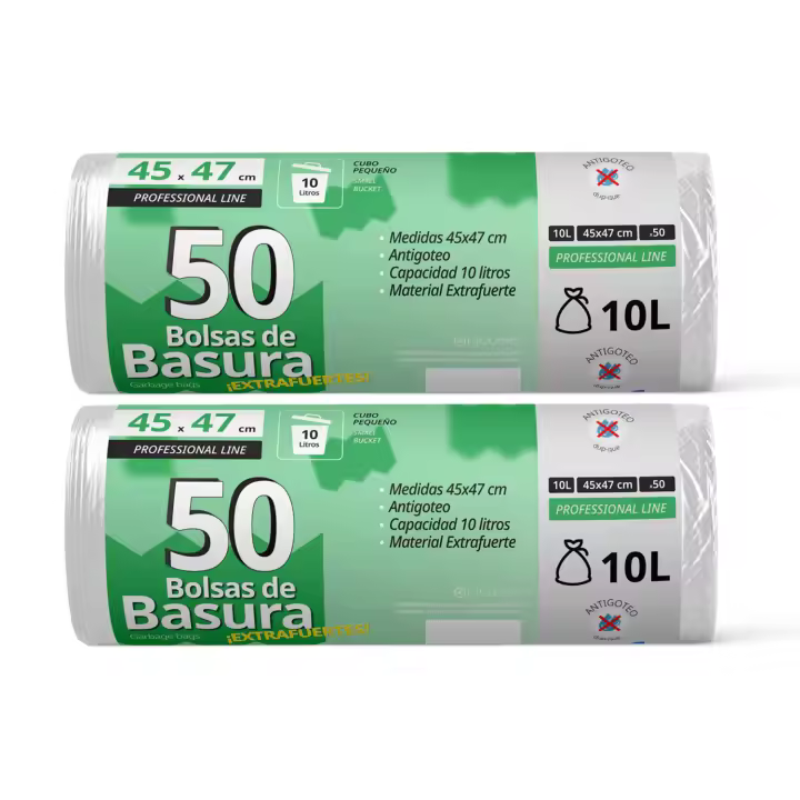 Bolsas de Basura, Bolsa Basura Resistente para Cubos Basura 10L, Antigoteo, Bolsas Ideales para Papelera de Baño, Oficina o Cocina, Apta Todo Tipo de Desechos, 45x47 cm - Ofituria (100 bolsas, 10L) - 1