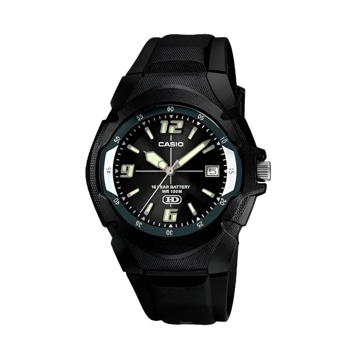 Reloj deportivo clásico hombre Casio MW-600F-1A dial negro correa resina 10 años batería - 1