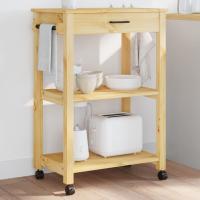 vidaXL Carrito de cocina MONZA madera maciza de pino 60x40x90 cm en color Blanco/Marrón - details 1