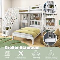 Litera Infantil Multifunctional y Multiuso | Cama Doble 90x200 cm + Cuna Transformable en Escribano with Estantería | Almacenaje Integral, Somier Red y Diseño Moderno Blanco - details 1
