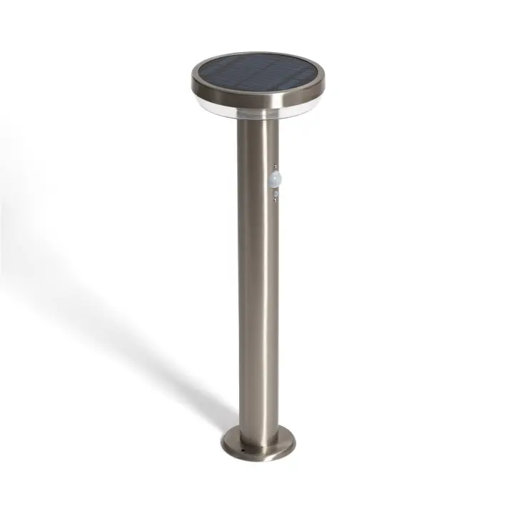 Ledkia Baliza de Pie Exterior Solar LED 5W 50cm Aluminio con Sensor de Movimiento Barton Plateado - 1