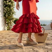 Alpargatas de Esparto con Cuña de 7 cm, Acabado Pintado al Tono, Cómodas y Elegantes para Mujer , ideal trajes de flamenca . - details 0
