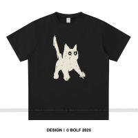 Camiseta Para Hombre Dibujo De Gato Sencillo 100% Algodón Corte Holgado Estilo Gráfico Minimalista Moda Casual Para Calle - details 3