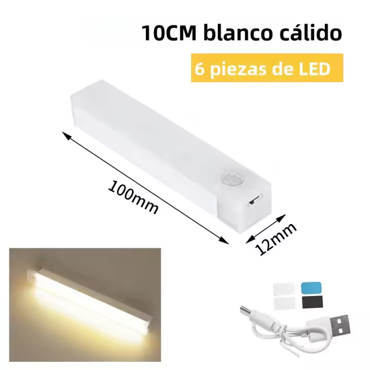Lámpara LED Recargable Sensor De Movimiento Para Armario Dormitorio Y Cocina Iluminación Barra Inductiva Luz Nocturna Rectangular - 1