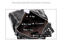 Mochila De Cuero Genuino Para Mujer Lujo Con Hebilla Multifuncional Bolso De Hombro Retro Para Viaje Y Escuela Moda Para Niña Adolescente Negro - details 12