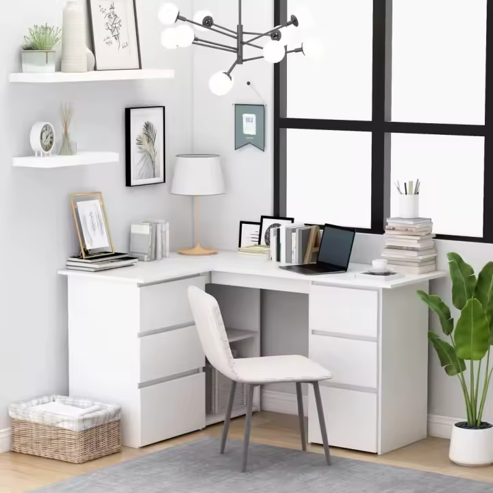 Escrito de Esquina Blanco de Madera multicapa 145x100x76 cm - 1