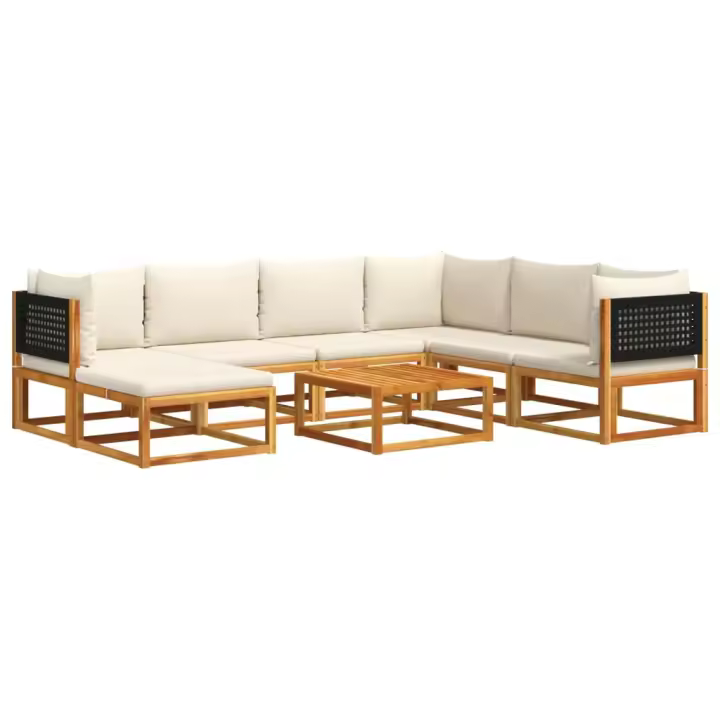 vidaXL Set de sofás de jardín con cojines 8 pzas madera maciza acacia - 1