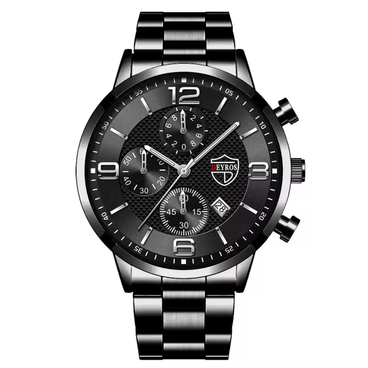 Reloj De Negocios De Lujo Para Hombre Reloj De Pulsera Cuarzo Con Línea De Tiempo Calendario Y Manos Luminosas Material De Correa De Cuero - 1