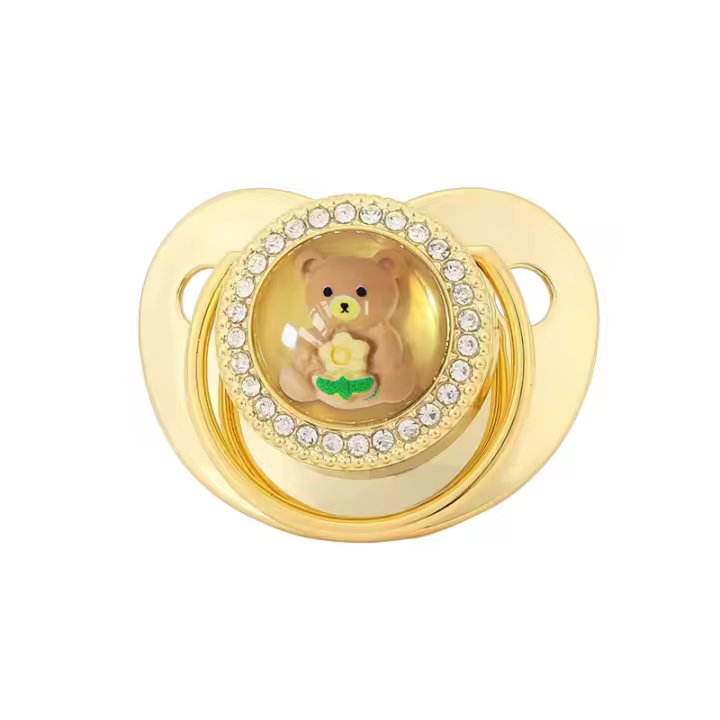 Chupete De Silicona Para Bebe Niña With Patrón De Oso Rosa BPA Free Gift Para Niños Incluye Cadena Y Cubierta Antipollo Para 0-3 Años - 1